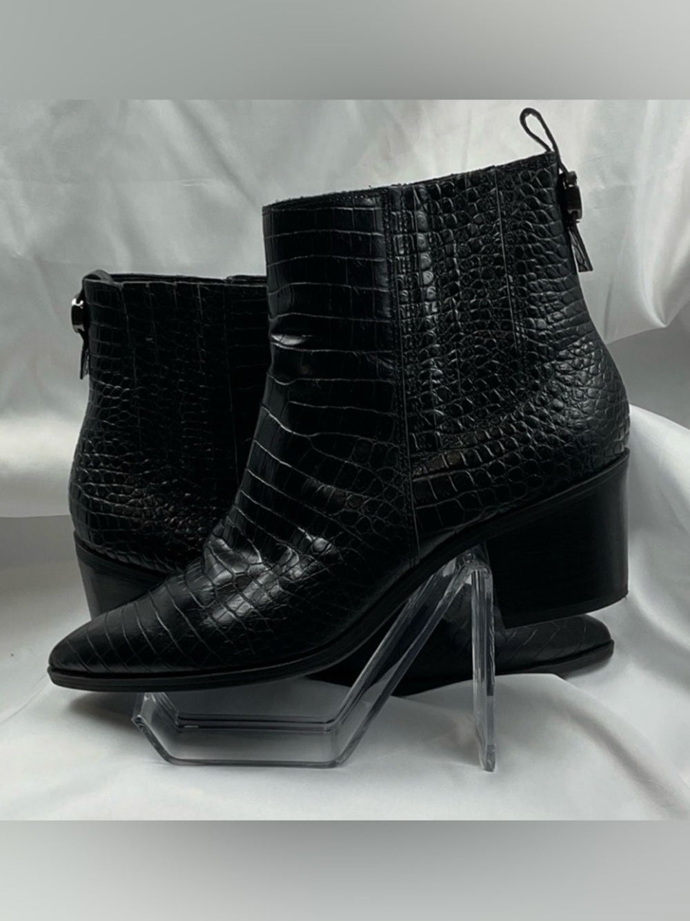 Franco Sarto Black Textured Ankle Booties‎